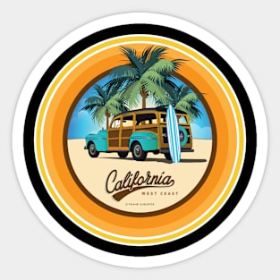 Woody Woodie California Seal with Surfboard Sticker